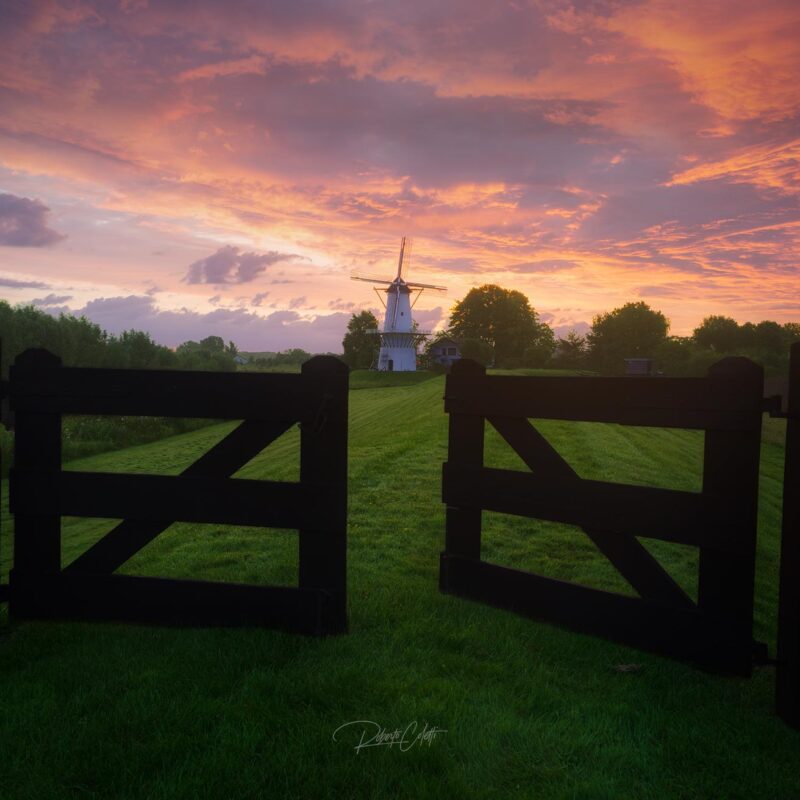 Netherlands Deil De Vlinder Windmill Colorful Sunrise 800x800
